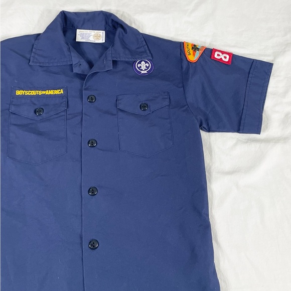 Boys Scouts Of America Youth Blue Short Sleeve Button Up Shirt M - Picture 5 of 10